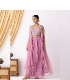 Joban Fashion Peach Kurta Set Georgette Embroidery Sequence Work - Distacart