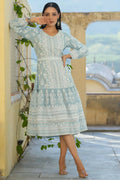 Juniper Women's Sky Blue Printed Flared Dress - Distacart