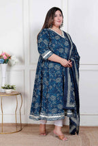 Miravan Plus Size Women'S Jashn Hand Block Printed Ethnic Anarkali Kurta And Dupatta - Distacart