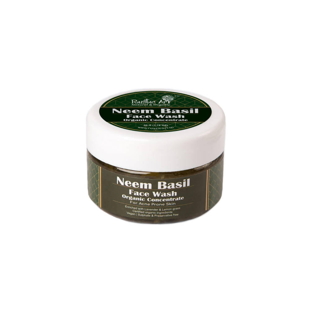 Rustic Art Neem Basil Face Wash Organic Concentrate - Distacart