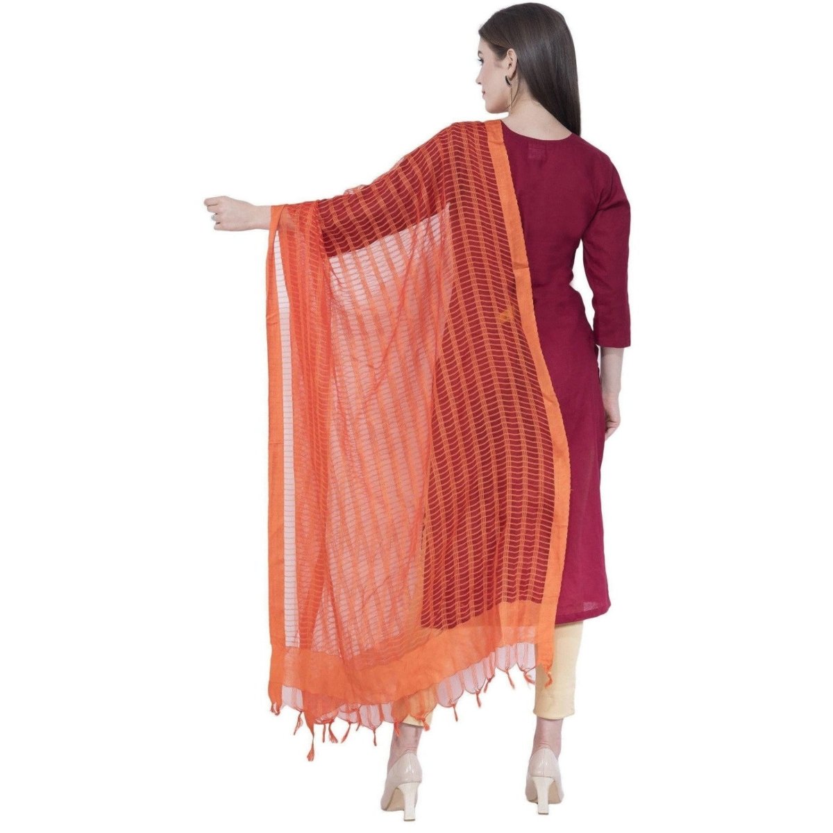 A R SILK Orange Color Regular Dupatta Dupattas and Chunnis