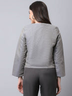 Even Apparels Grey Polywool Open Front Statement Women's Jacket (BF006)