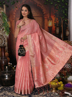Shree Shyam Fashion Organza Pink Saree - Distacart