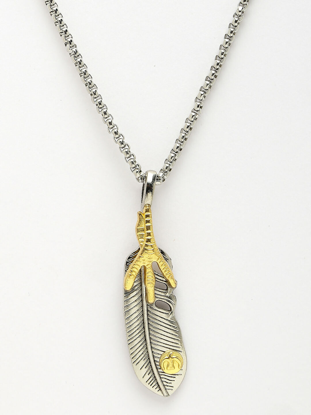 NVR Men's Silver-Plated Stainless Steel Pendant with Chain