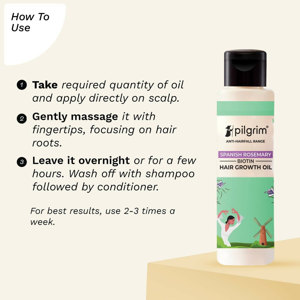 Pilgrim Spanish Rosemary & Biotin Hair Growth Oil To Control Hair Fall & Strengthens Hair - Distacart