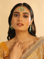 Nuyug 22K Gold Plated Lush Green Maang Tikka & Earrings Set - Distacart