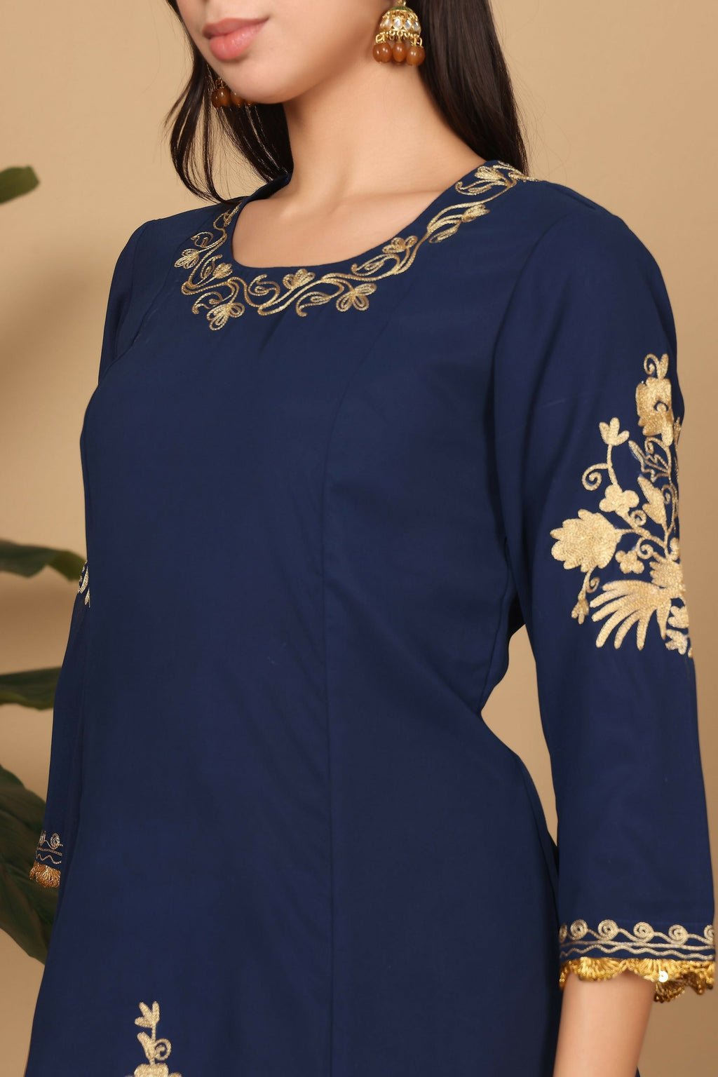 Joban Fashion Navy Blue Georgette Kurta Set - Distacart