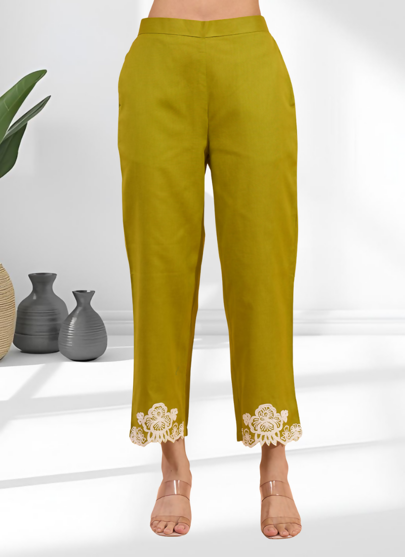 Joban Fashion Green Cotton, Linen Embroidered Readymade Cord Set - Distacart