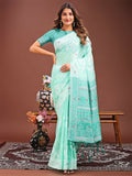 Shree Shyam Fashion Anaya Sea Green Linen Cotton Saree