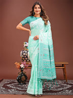 Shree Shyam Fashion Anaya Sea Green Linen Cotton Saree