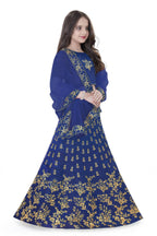 Dwiden Royal Blue Baby Doll Tafetta Sattin Semi-Stitched Girl's Lehenga Choli