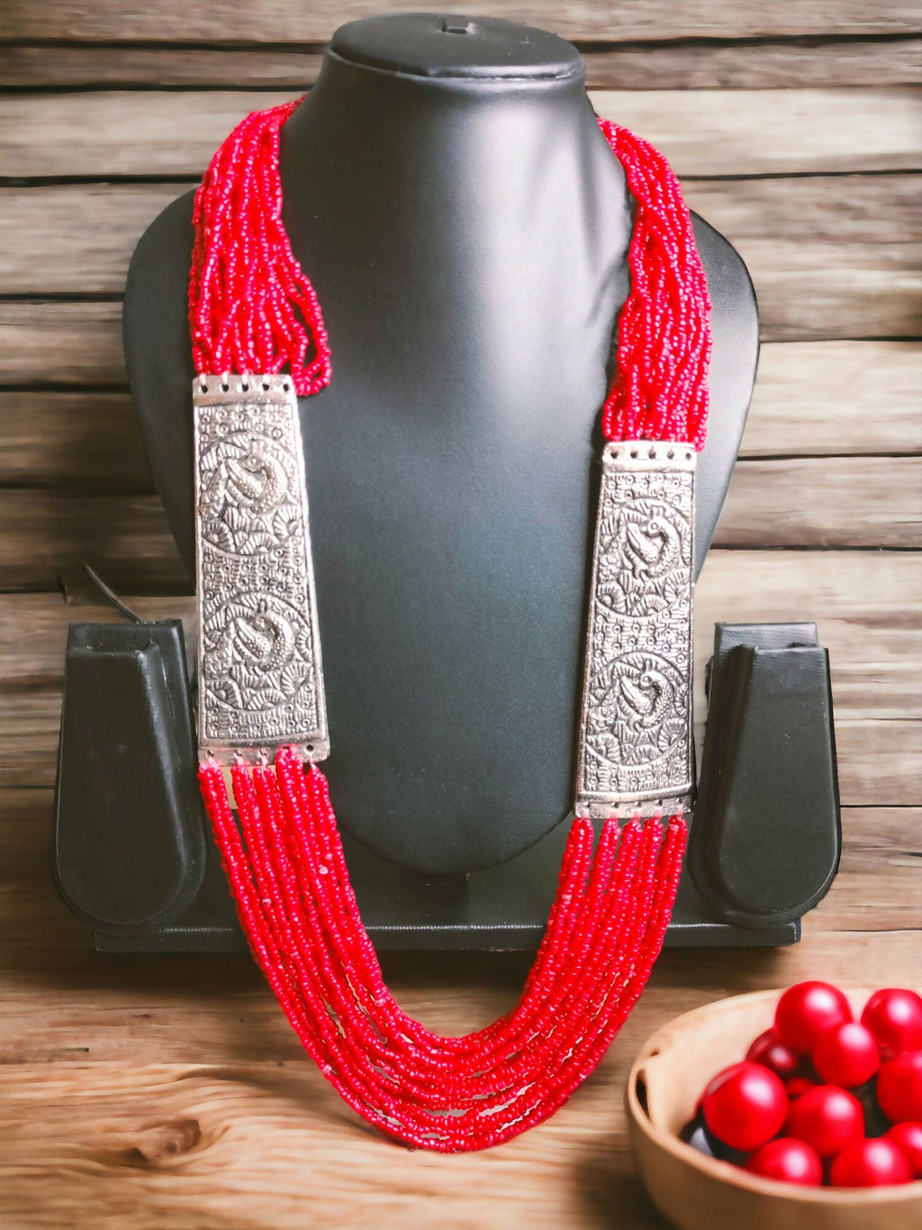 Inhanns Saree Shobha Statement Necklace - Red