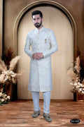 Joban Fashion Men's White Base Silk Kurta with Pyjama