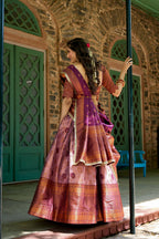 Vastranavya Traditional Jacquard Silk Zari Weaving Silk Lehenga Choli - Purple