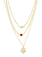 White and gold, Red Stone Kundan Necklace - Ruby Raang