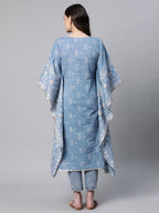 Ahalyaa Beige Pure Cotton Floral Printed Kaftan Kurta - Distacart
