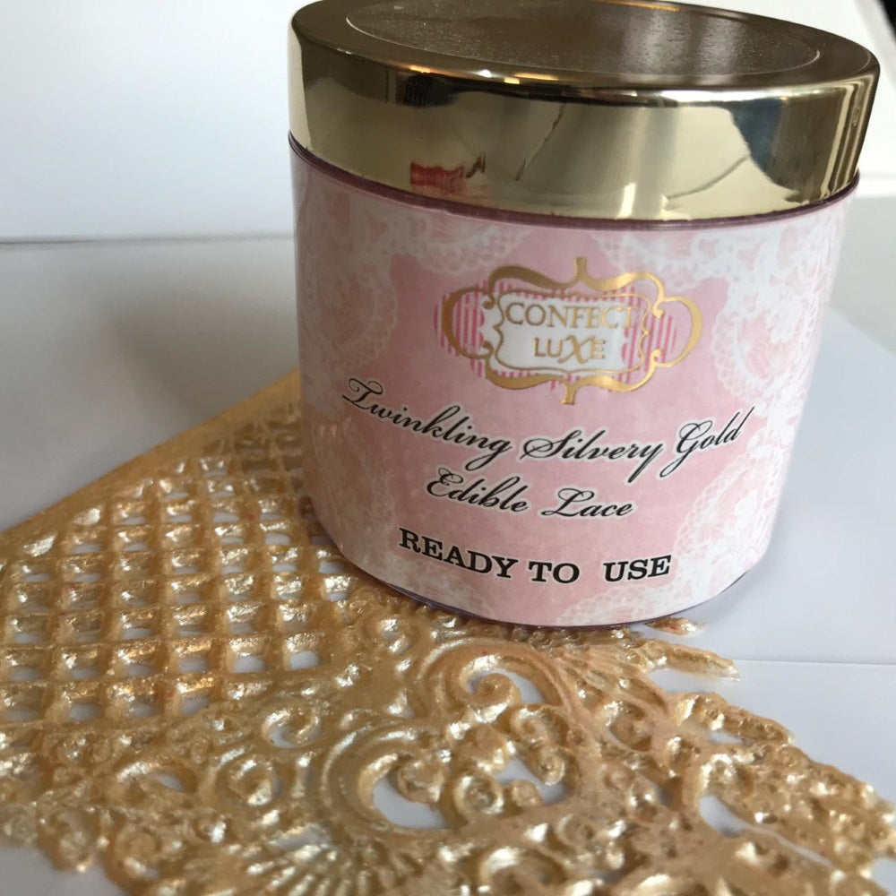 twinkling silvery gold edible lace 100g