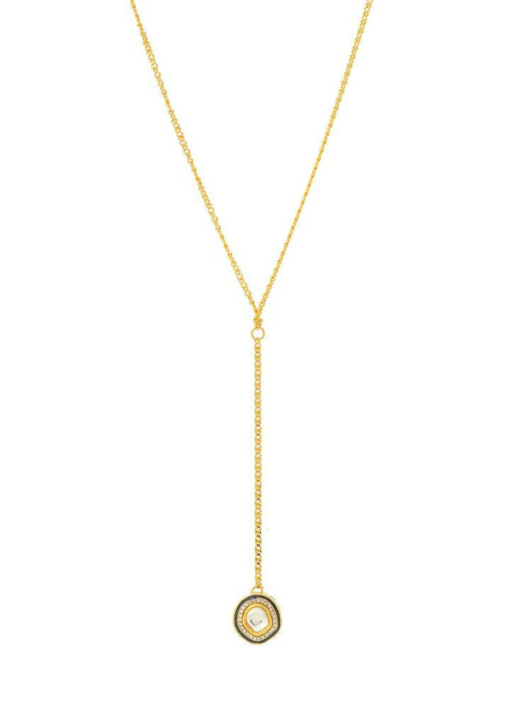Gold Plated Kundan Necklace - Ruby Raang