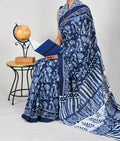 Exclusive Collection Blue Multi Beautiful Mulmul Cotton Saree