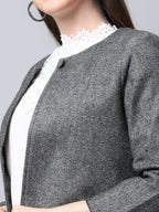 Even Apparels Black Pure Wool Open Front Statement Women's Jacket - Distacart