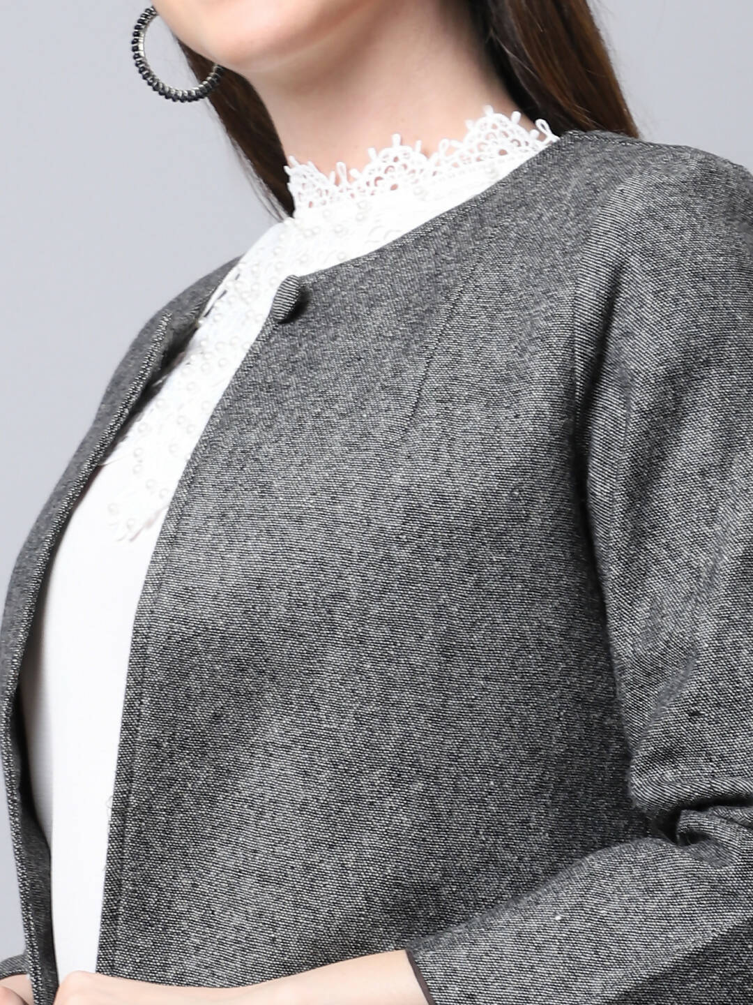 Even Apparels Black Pure Wool Open Front Statement Women's Jacket - Distacart