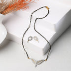 AanyaCentric Gold-plated Mangalsutra Pendant Earring Set & Silver Plated Anklet - Distacart
