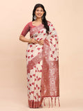 Shree Shyam Fashion Linen Cotton Maroon Saree - Distacart