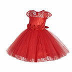 Asmaani Baby Girl's Red Color Satin A-Line Frock (As-Dress-22131)