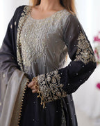 The52 Women's Beautiful Chinon silk Fabric Embroidery Work Straight Kurta Palazzo and Dupatta Set - Distacart