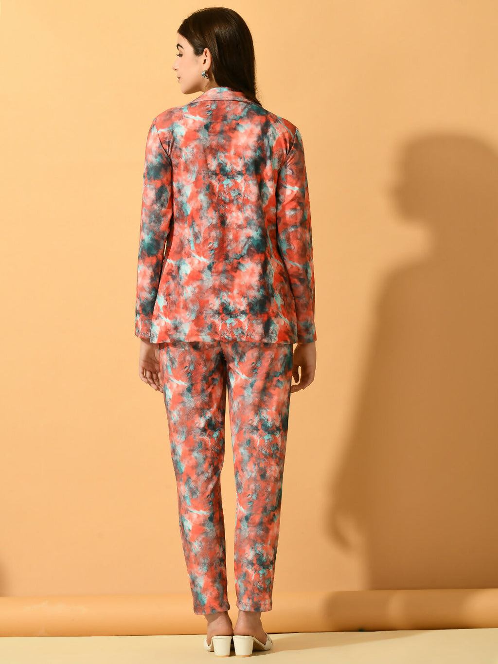 Myshka Women's Multi Printed Coat With Trousers