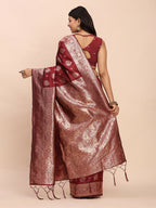 Shree Shyam Fashion Banarasi Silk Maroon Saree - Distacart