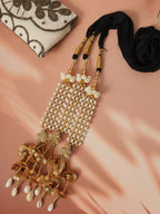 Ruby Raang Gold Gota Pati Work And Threads With Pearrls And Black Thread And Shells - Distacart