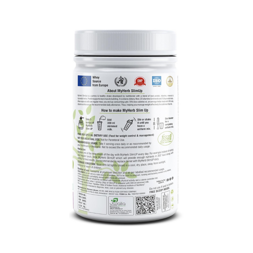 Myherb Slim Up Meal Replacement Shake With 16 Natural Herbal Blend For Men & Women - Chocolate Milk Shake - Distacart