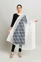 Joban Fashion White Cotton Embroidery Work Pakistani Karanchi Dupatta