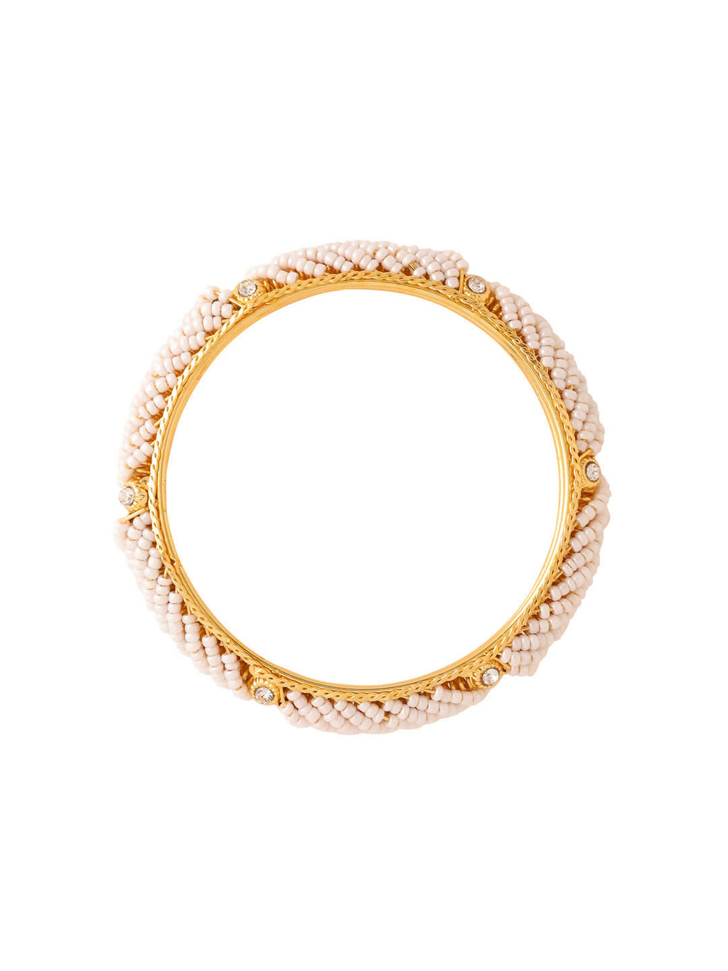 NVR Women Set of 2 Gold-Plated Traditional Pearls Beaded Bangles - Distacart
