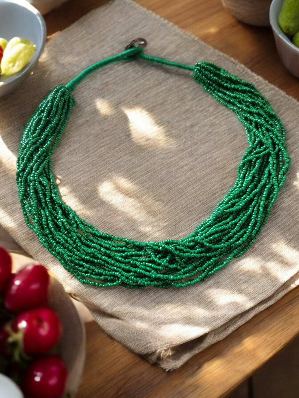 Inhanns Handmade Beaded Multilayer Necklace, 20 Layers - Green