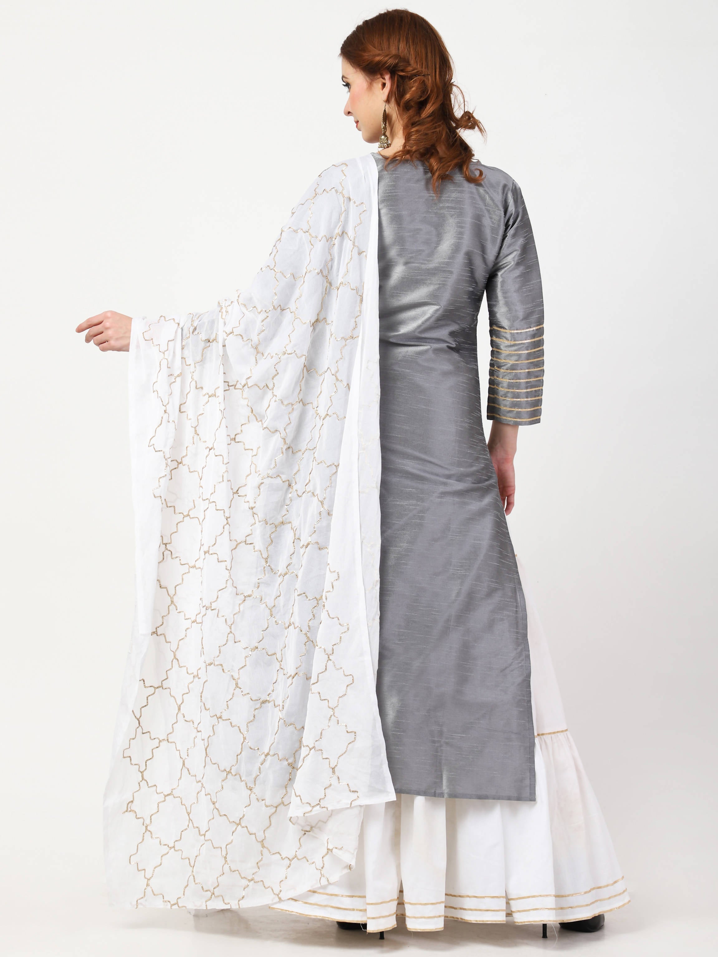 Cheera Kurta With Skirt & Embroidered Dupatta set (CH108KSD)