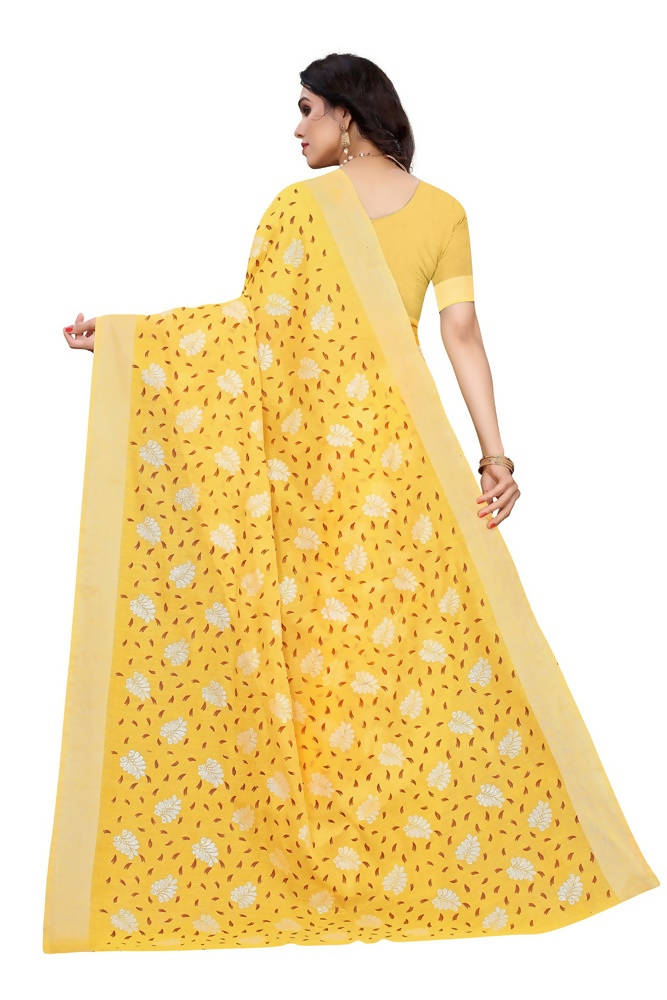 Vamika Yellow Linen Zari Border Saree