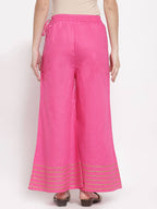 Myshka Women's Pink Cotton Solid Casual Palazzo