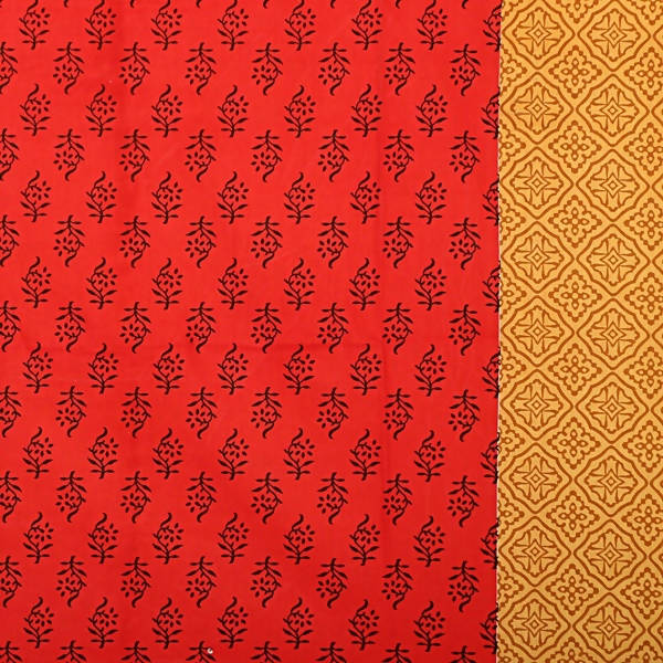 Vamika Printed Cotton Cream & Red Color Bedsheet With Pillow Covers (LEOC_GADD_R)