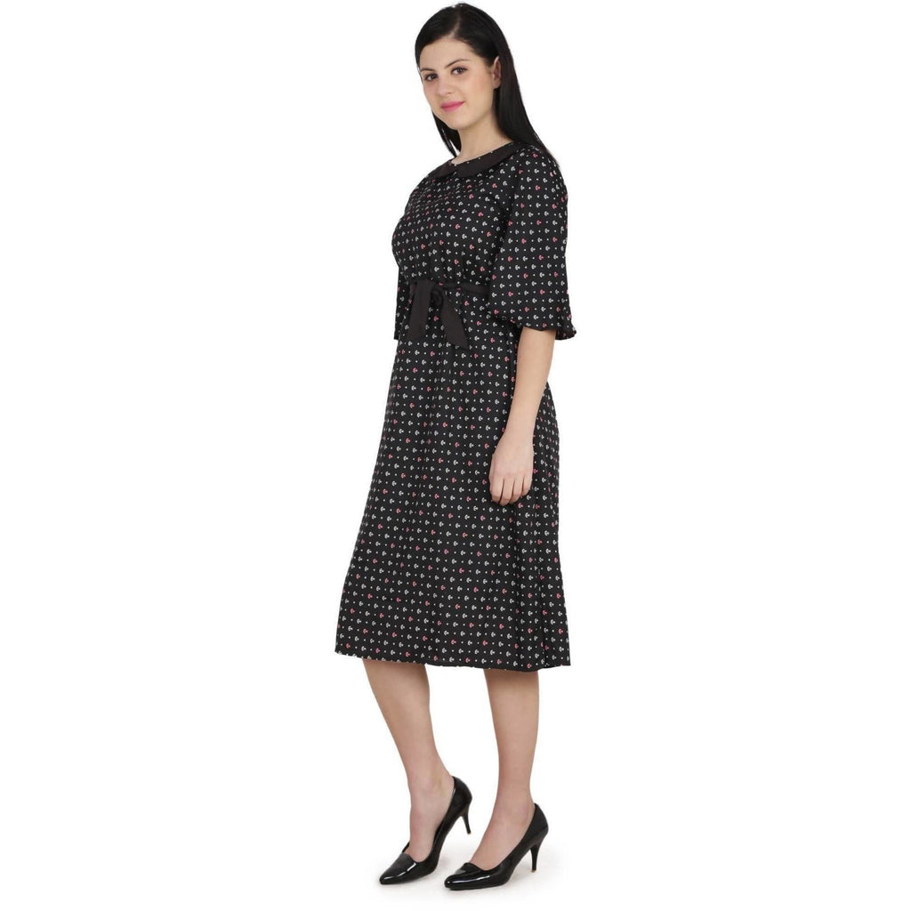 Kanoor Garments Women's Black Frock Style Collar Neck Kurti