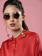 Pink Gold-Toned Embellished Mask Chain - Ruby Raang - Distacart