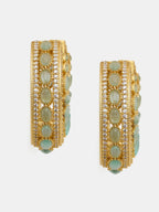 Ruby Raang Gold Polished Green Round Kundan Loops