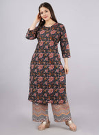 Vamika Printed Cotton Blue Party Wear/Casual Wear Kurta Set/Suit - Distacart