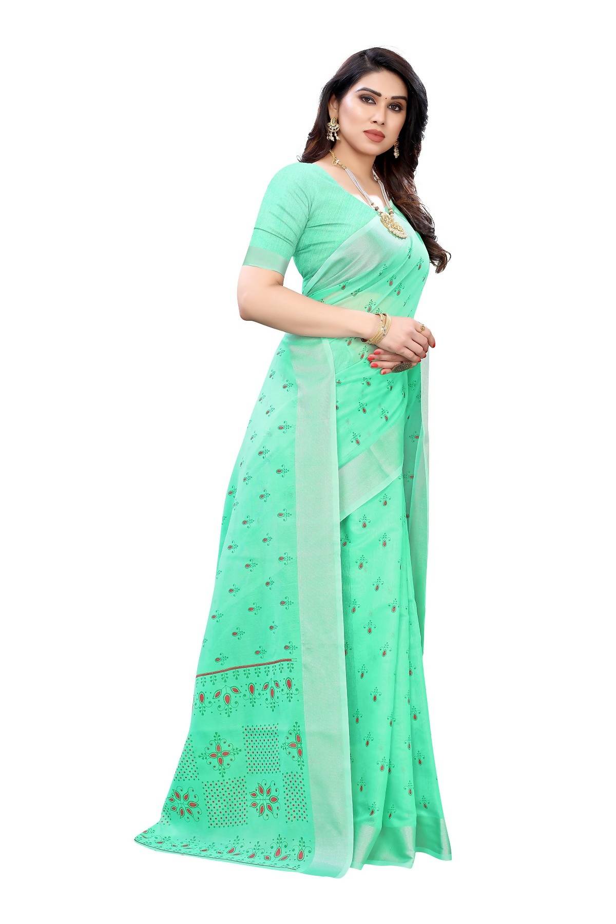 Vamika Green Chanderi Designer Saree (DIYA GREEN) - Distacart