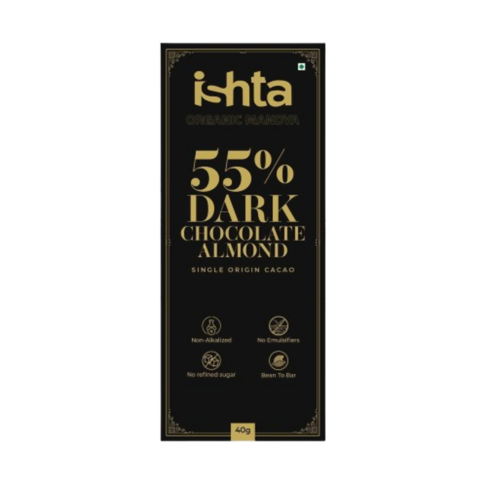 Organic Mandya 55% Dark chocolate with Almonds - Distacart