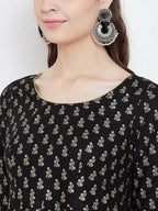 Cheera Embellished Daily Wear Cotton Blend Kurta - Black