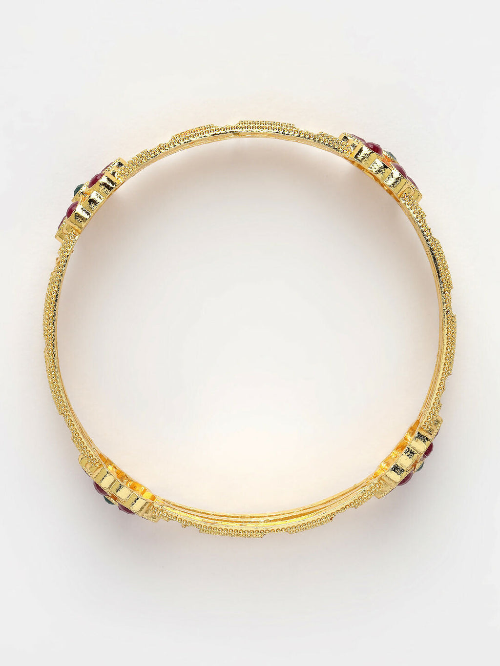 NVR Women's Set of 2 Gold-Plated Artificial Stones Handcrafted Traditional Bangles - Distacart