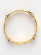 NVR Women's Set of 2 Gold-Plated Artificial Stones Handcrafted Traditional Bangles - Distacart