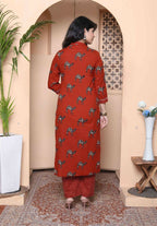 Miravan Womens Pure Cotton Animal Printed Straight Kurta With Palazzo & Dupatta Set - Distacart